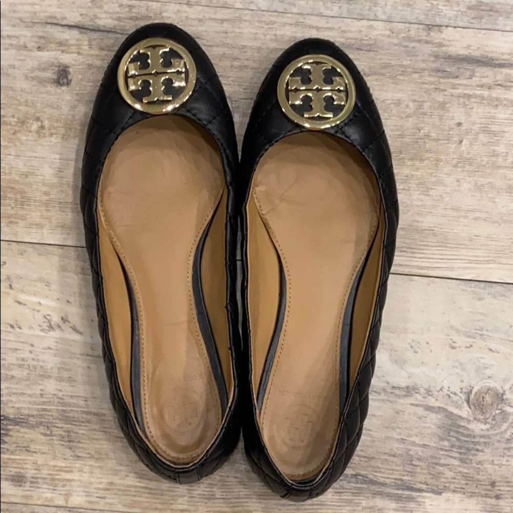 Tory Burch Quilted Black leather flats